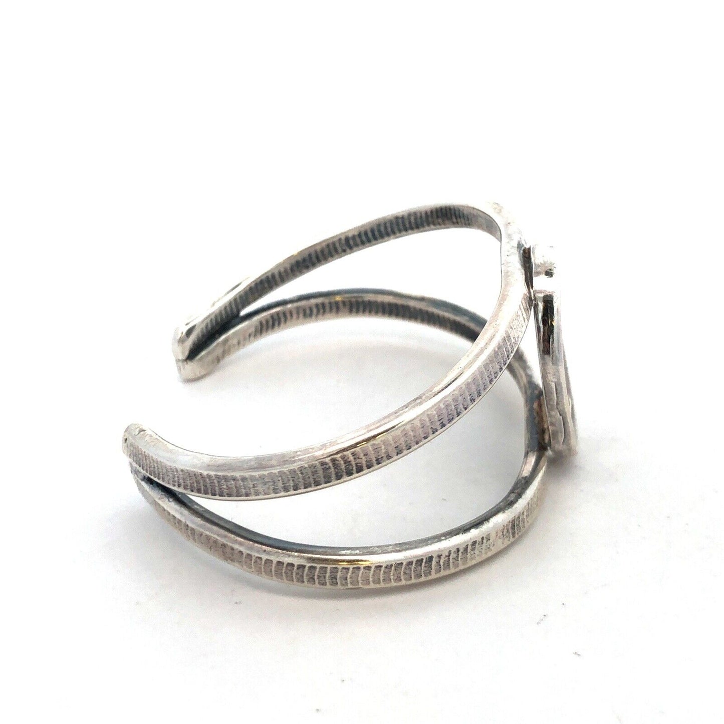 Designer 925 Sterling Silver Heron Crane Bird Sun Oval Open Cuff Bracelet