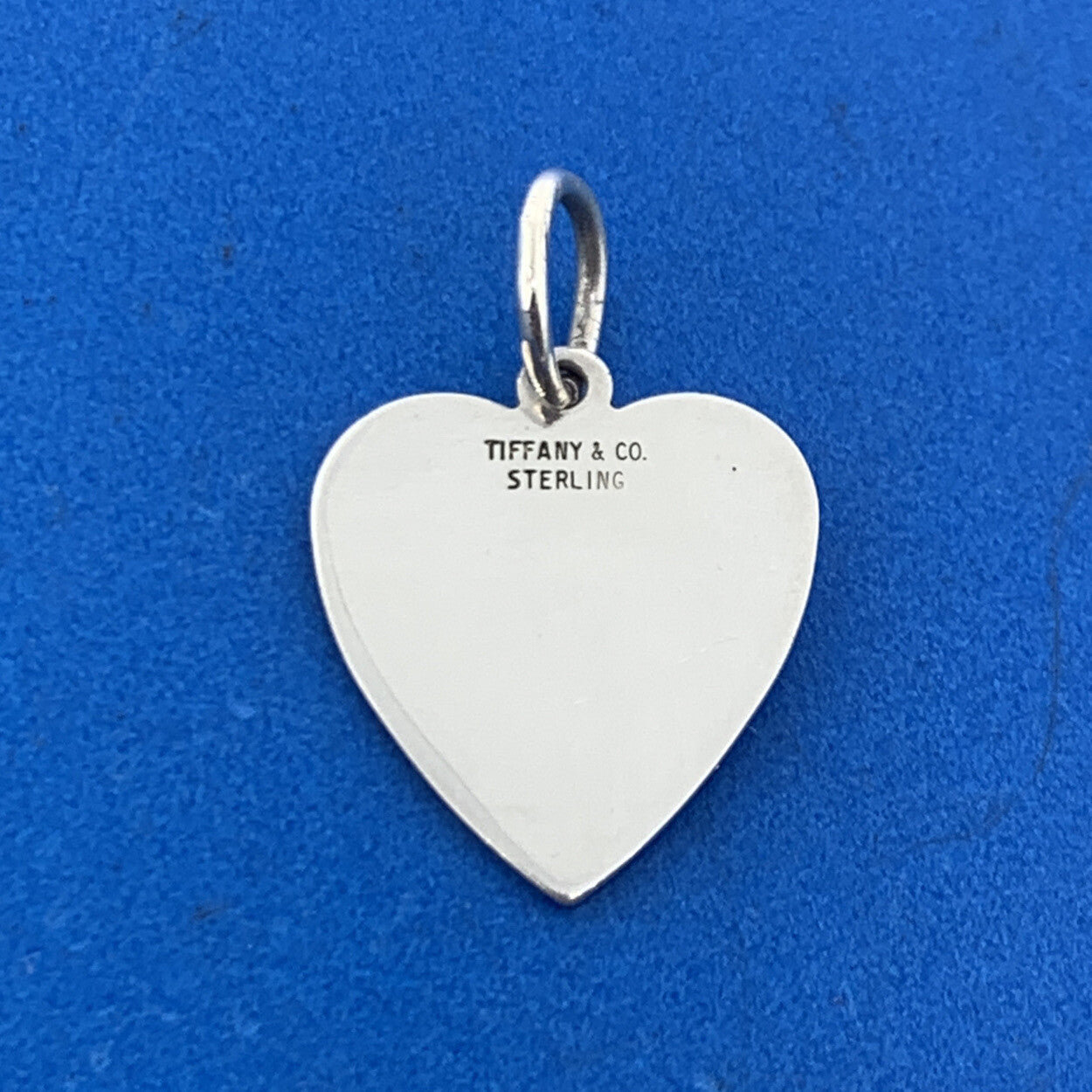 Tiffany & Co 925 Sterling Silver Engravable Heart Dog Tag Charm Pendant
