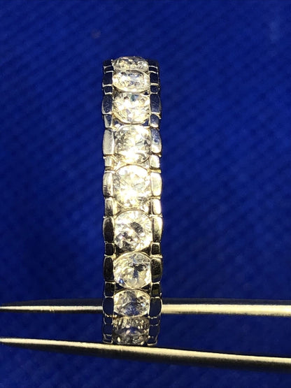 Cubic Zirconia 925 Sterling Silver Eternity Wedding Anniversary Band Ring