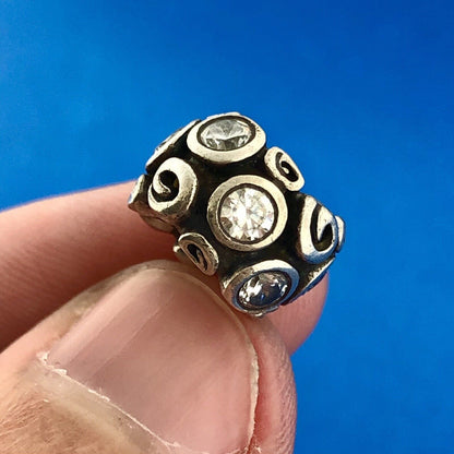 Retired Pandora Sterling Silver 925 ALE Primrose Path White CZ Spacer Charm