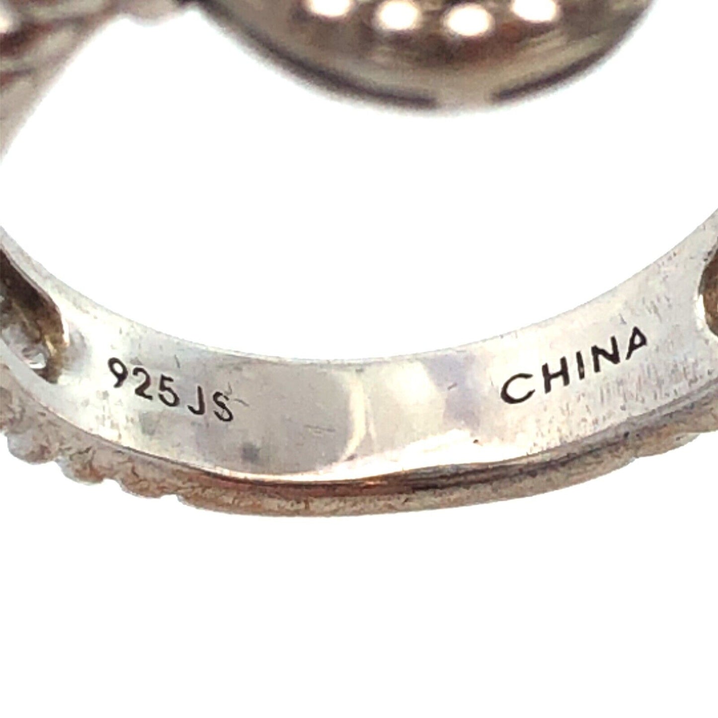 Designer JS 925 Sterling Silver Chocolate Diamond Oval Twist Detail Ring