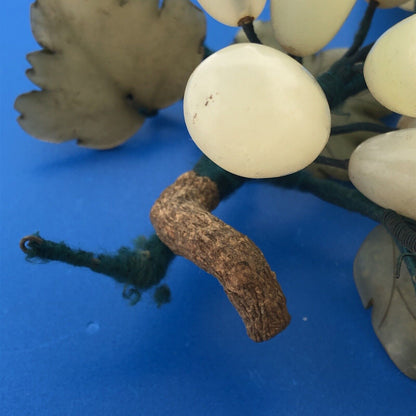 Mid Century Green Jade Hand Carved Leaves Large Long Grape Cluster Decorative