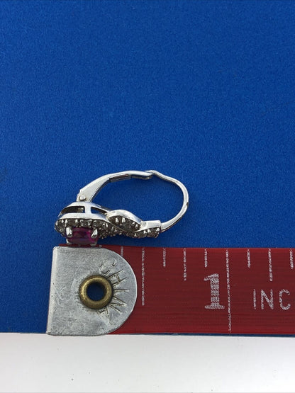 Designer CN 925 Sterling Silver Ruby White Sapphire July Occasion Earrings