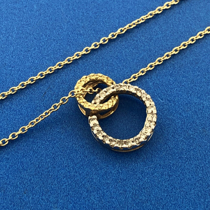 Designer 14K Yellow White Gold Canary & White Diamond Eternity Infinity Necklace