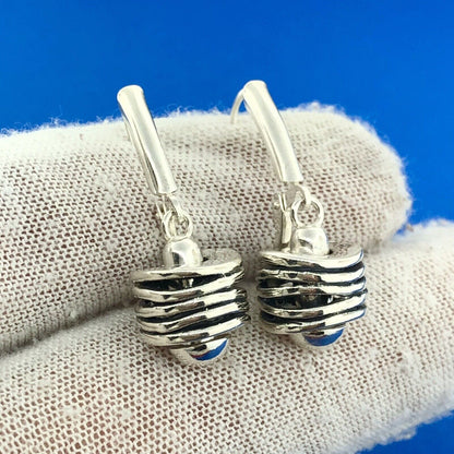 Stunning Sterling Silver 925 Coil Ring Leverback Dangle Earrings
