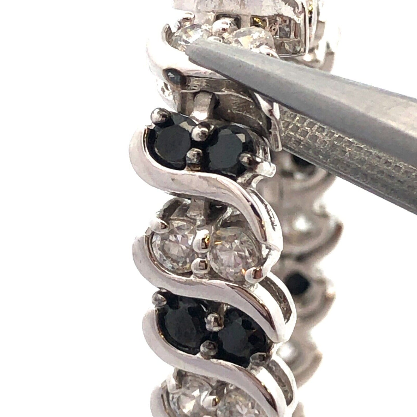 Designer ADI 925 Sterling Silver Black White Cubic Zirconia Tennis Bracelet