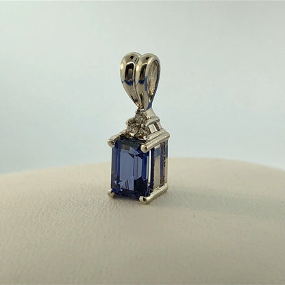 Designer 14K White Gold Sapphire Diamond September Sweetheart Occasion Pendant