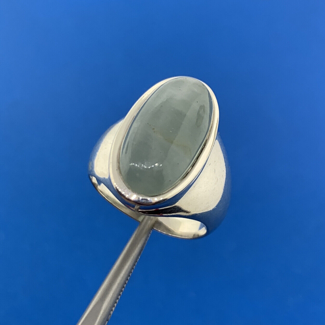 Designer SI Sterling Silver 925 Aventurine Modernist Prosperity Cocktail Ring