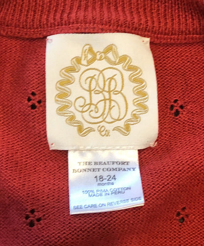 The Beaufort Bonnet Company Red Knit Girls Sweater Size 18-24 Months