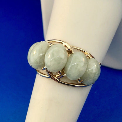 Vintage Designer SANUK 14K Yellow Gold Jade Jadeite Waterfall Dome Ring