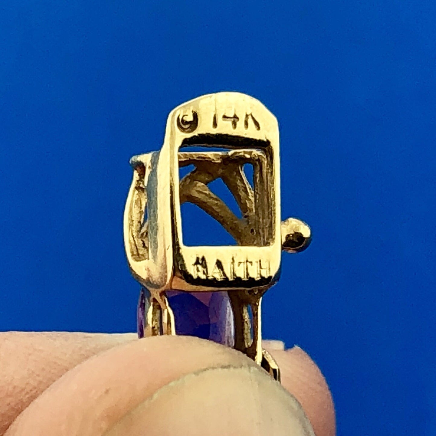 14K Solid Yellow Gold Oval Cut Amethyst X and O Design Tennis Bracelet