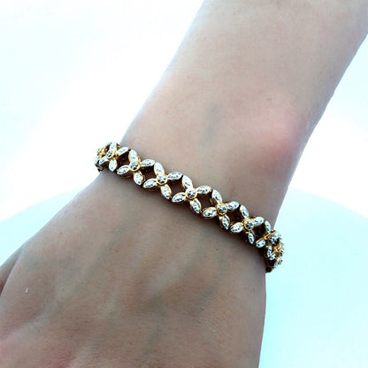 Designer 925 Sterling Silver Vermeil Gold Tone Diamond X And O Tennis Bracelet