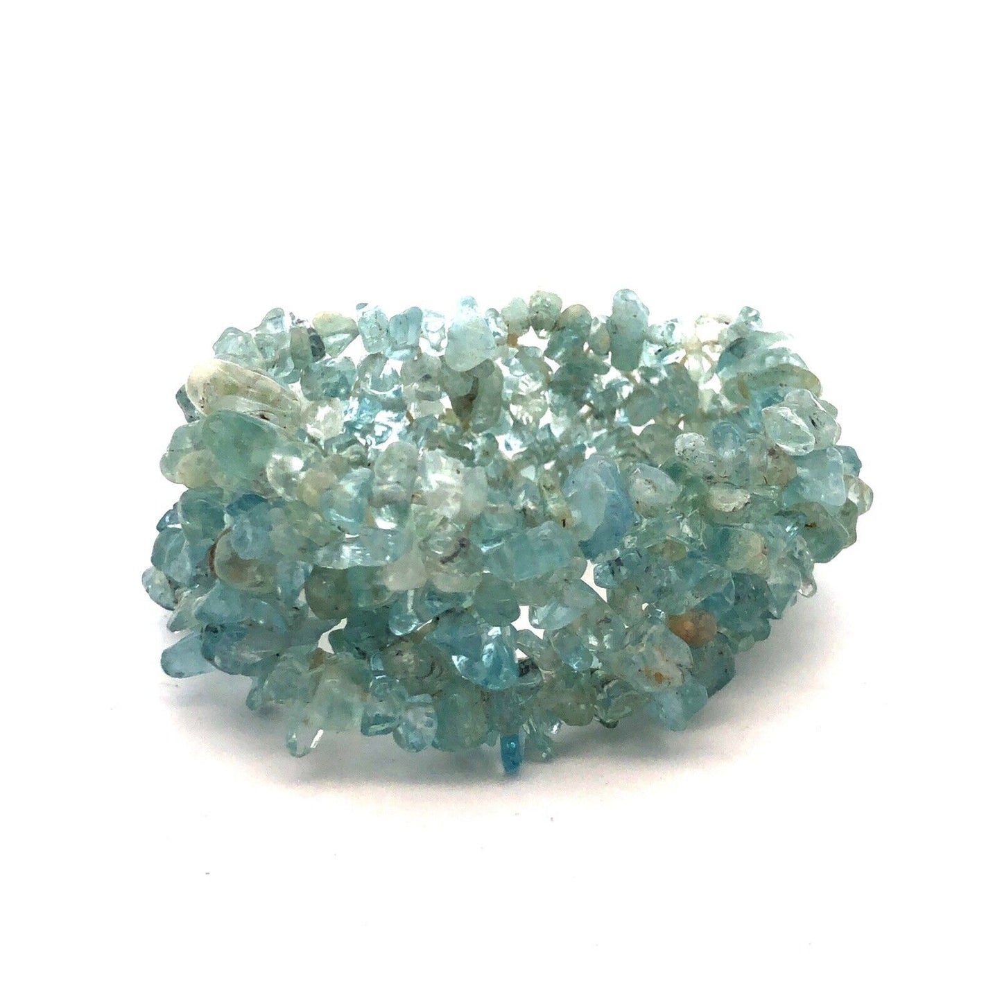 Estate Aquamarine Beaded Protective Communication Healing Stretchable Bracelet
