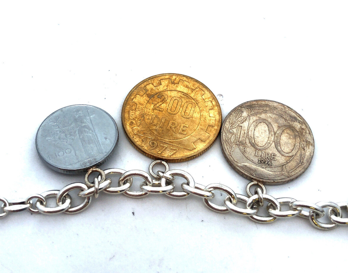 Designer Milor Italy 925 Sterling Silver Italian Coin Currency Charm Bracel