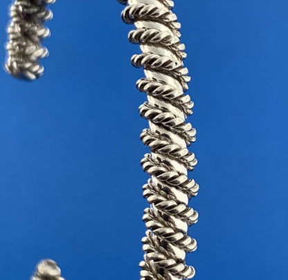 925 Sterling Silver Wire Wrapped Open Statement Cuff Bracelet