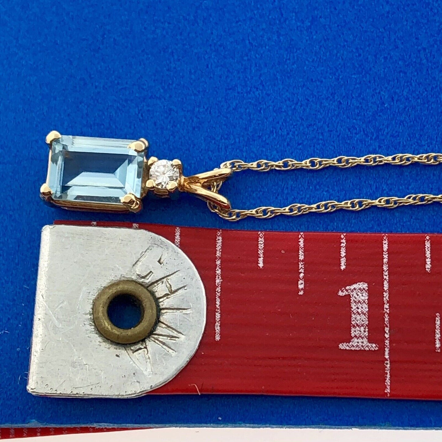 14K Yellow Gold Aquamarine Diamond Accent March Anniversary Pendant Necklace