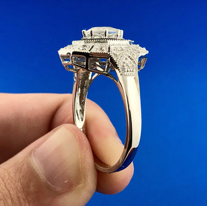 Designer Clyde Duneier CID 925 Sterling Silver White Topaz Diamond Enamel Ring