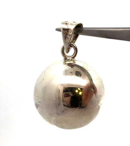 Taxco Mexico 925 Sterling Silver Round Ball Bell Jingle Chime Pendant