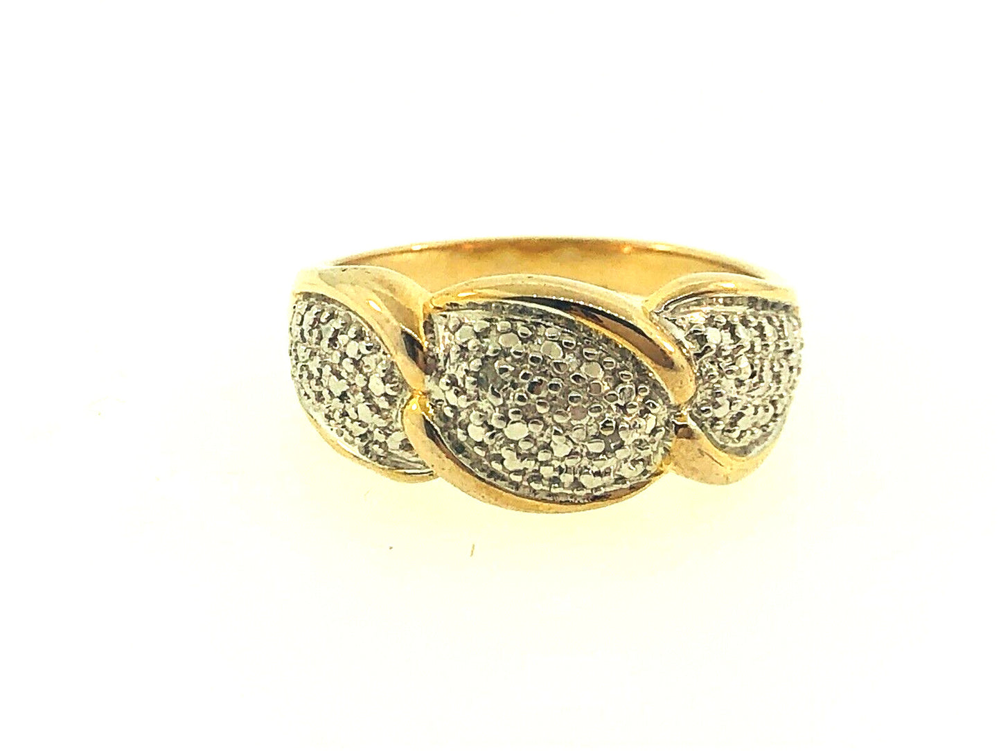 925 Sterling Silver Vermeil Diamond Illusion Statement Band Ring