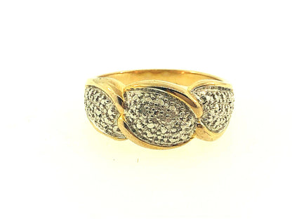 925 Sterling Silver Vermeil Diamond Illusion Statement Band Ring