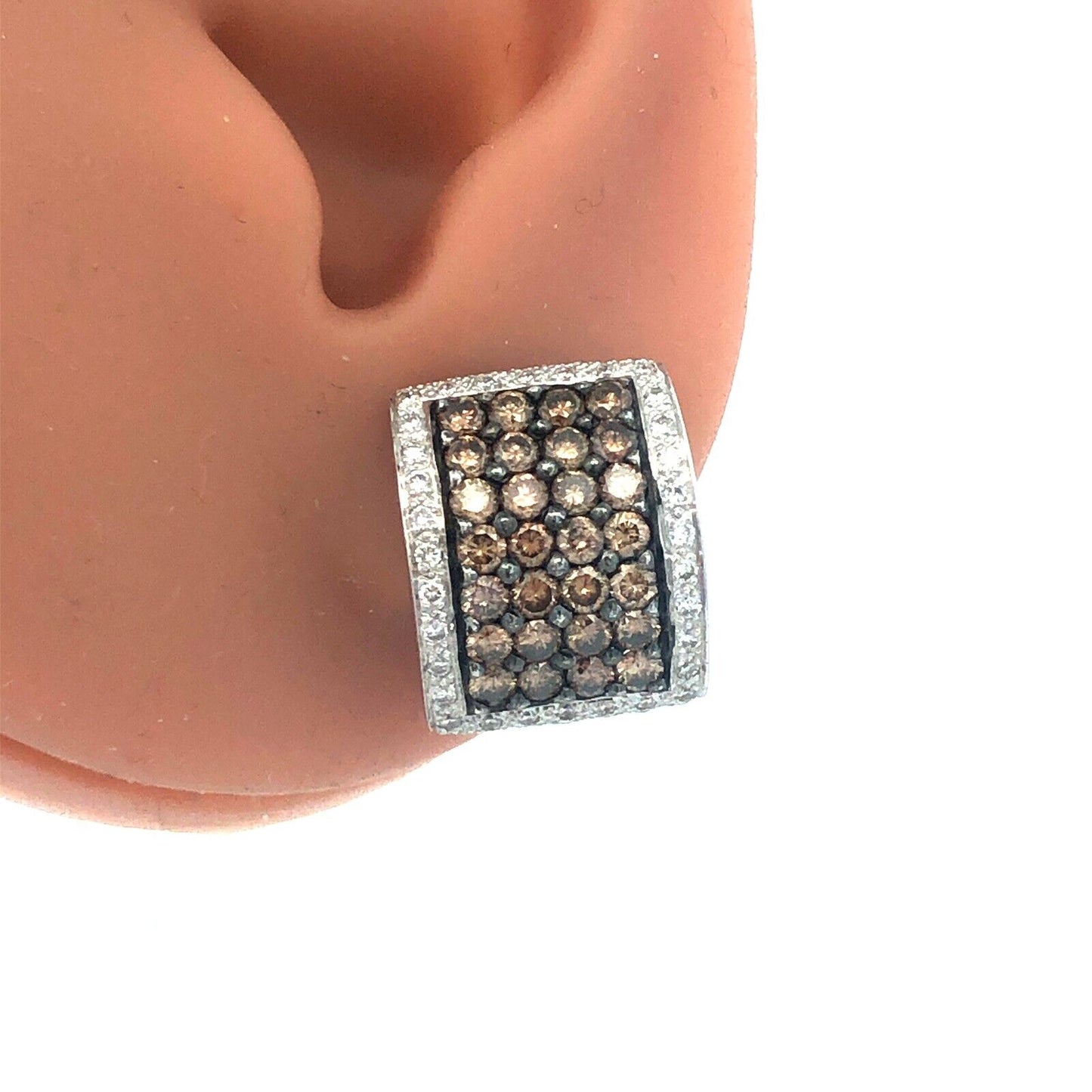 18k White Gold Champagne Diamond Earrings