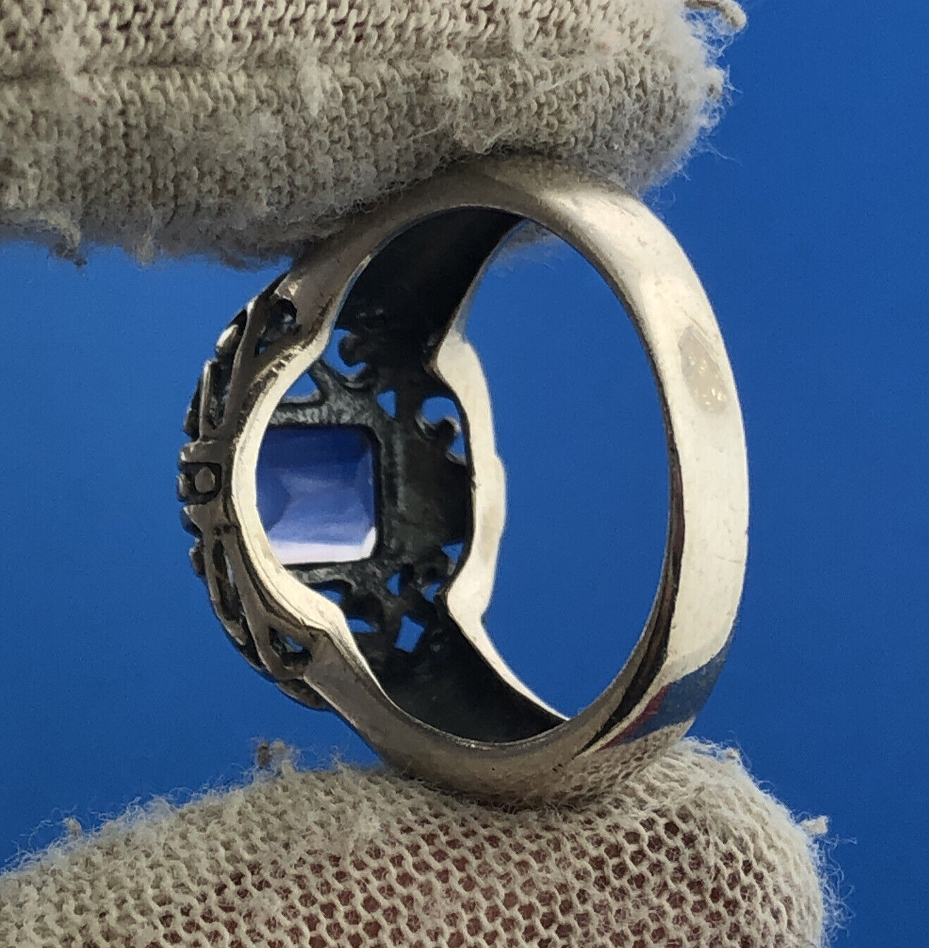 Vintage FAS 925 Sterling Silver Amethyst Open Scroll February Anniversary Ring