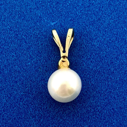 14K Yellow Gold Pearl Diamond Wedding Birthstone Anniversary Charm Pendant