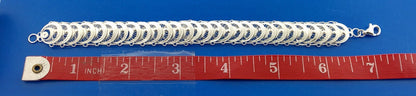 Milor Italy Sterling Silver 925 Filigree Bead Centipede Link Flex Bracelet