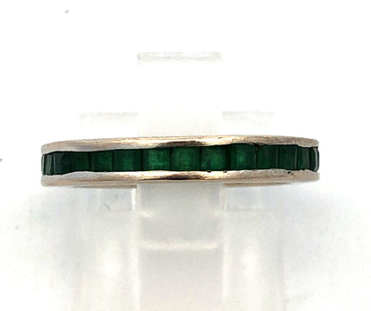 Designer 14K White Gold Princess Channel Set Emerald Eternity Band Ring
