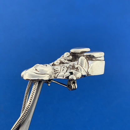 Vintage Native American 925 Sterling Silver Woman Children Storyteller Necklace