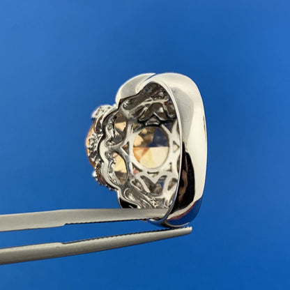 Designer Joe Esposito ESPO Sterling Silver Orange Cubic Zirconia Statement Ring