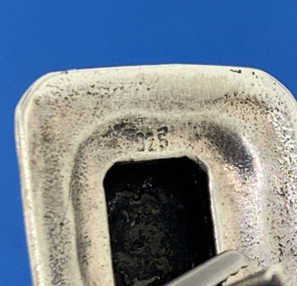 Vintage 925 Sterling Silver Rectangle Black Onyx Statement Stud Earrings