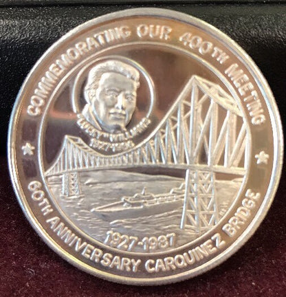 1987 Vallejo Numismatic Society 400th Meeting/60th Anniv Carquinez Bridge .999