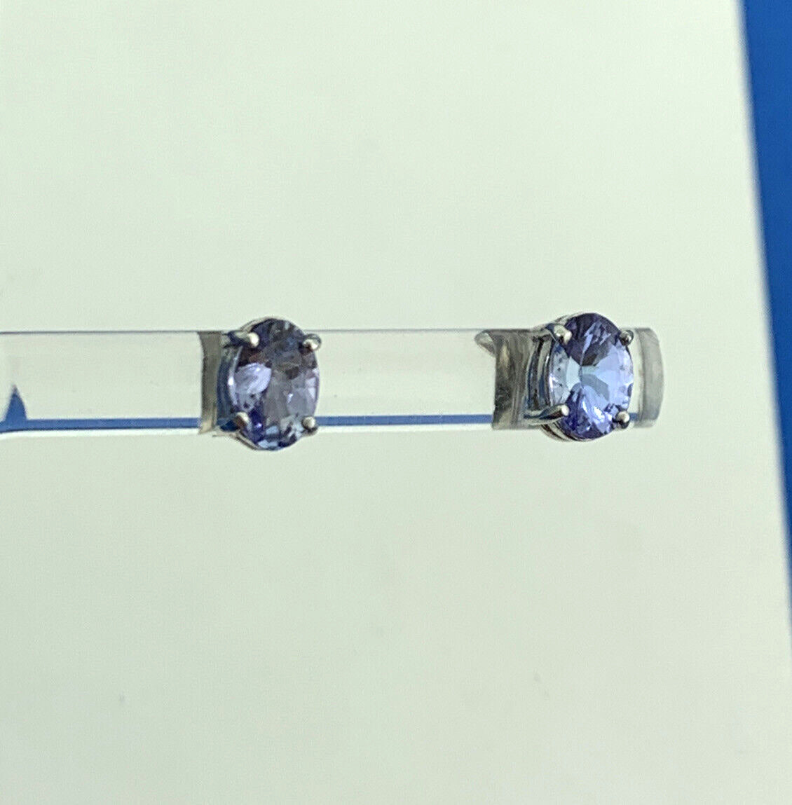 Designer FAS 925 Sterling Silver Oval Tanzanite Solitaire Stud Earrings