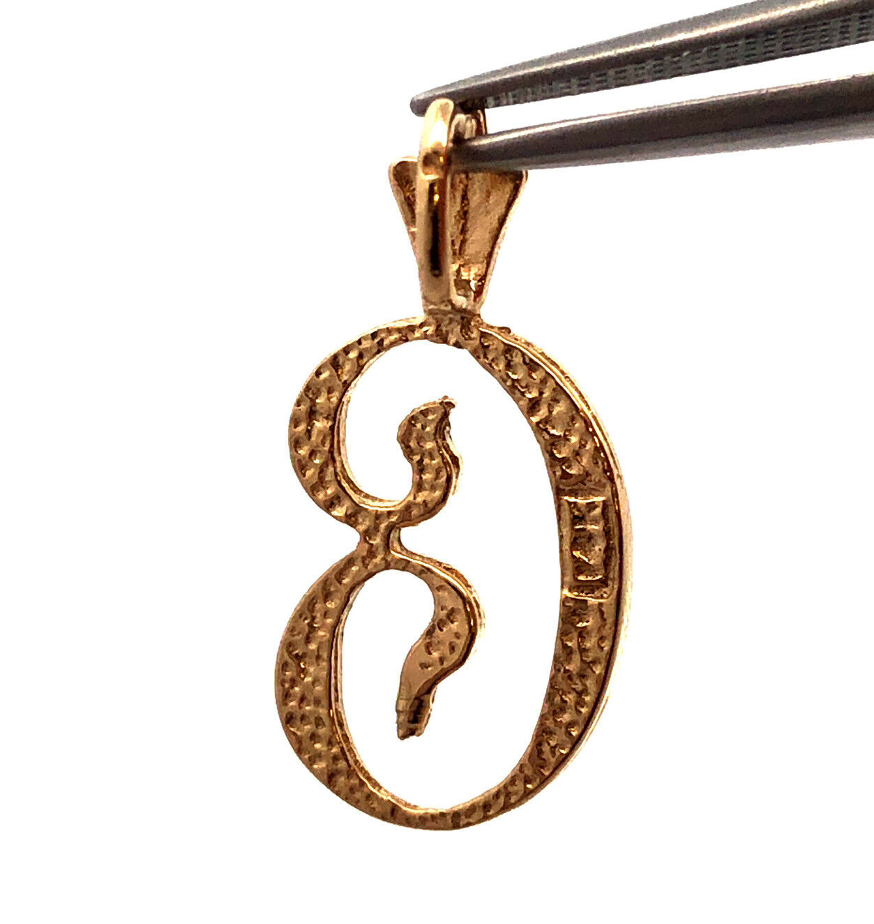 Designer 14K Yellow Gold Script Initial Letter Monogram C Charm Pendant
