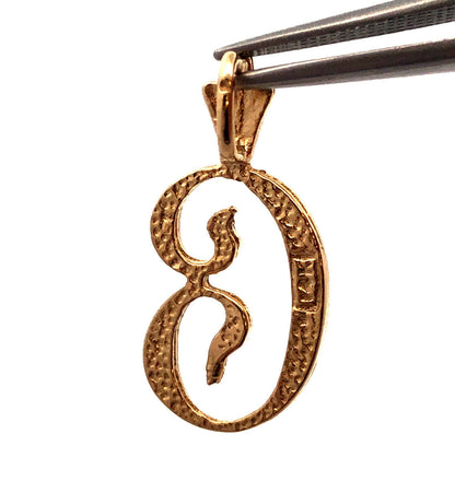 Designer 14K Yellow Gold Script Initial Letter Monogram C Charm Pendant