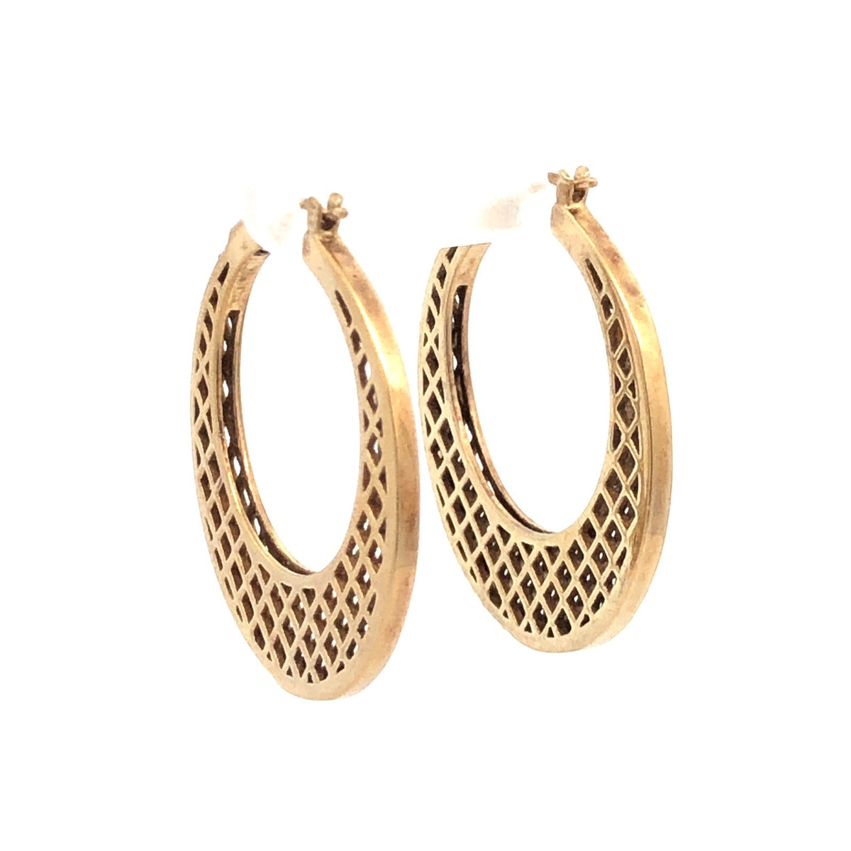 Vermeil 925 Sterling Silver Basket Weave Hoop Cubic Zirconia Border Earrings