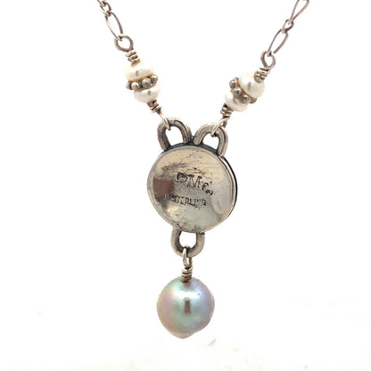 Mignon Faget 925 Sterling Silver Renaissance Pearl Rosette Medallion Necklace