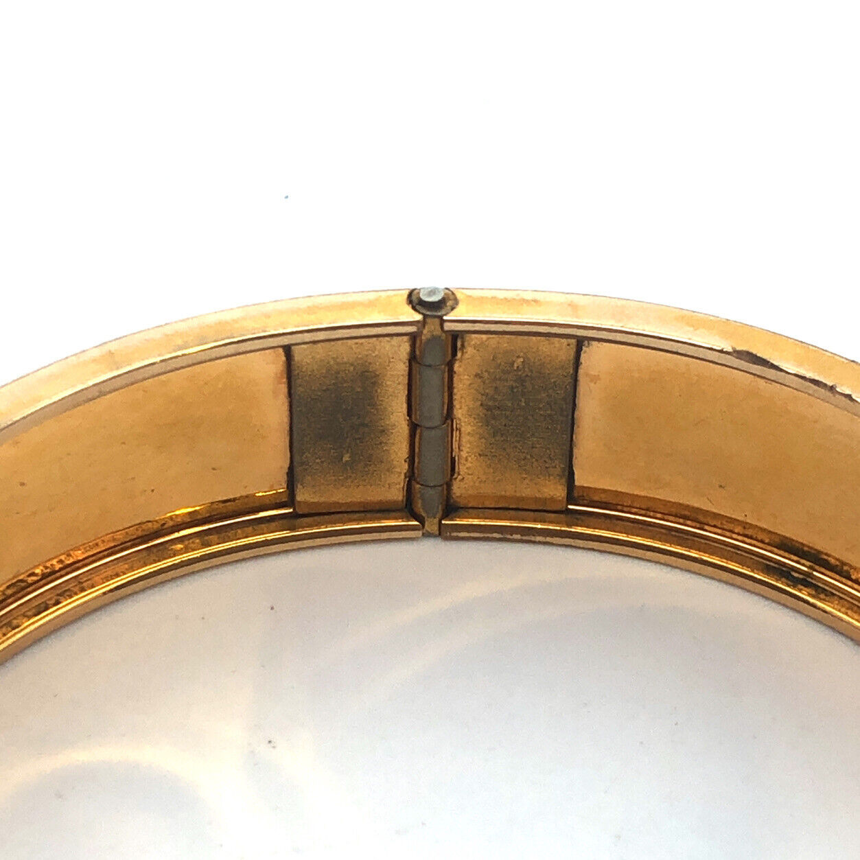 1930's Walter E Hayward 12K Yellow Gold Filled Black Enamel Hinged Cuff Bracelet