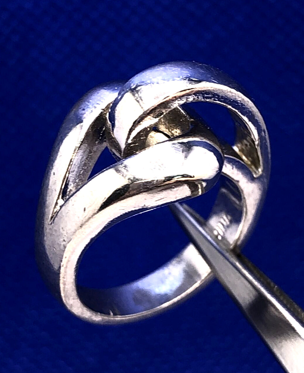 Designer PAJ 925 Sterling Silver Modernist Interlocked Entwined Knot Ring