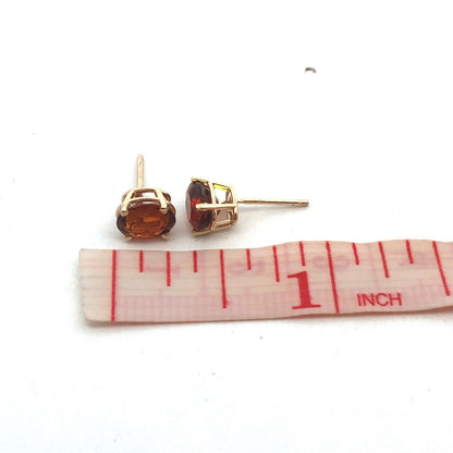 14K Yellow Gold Oval Citrine Solitaire November Anniversary Stud Earrings