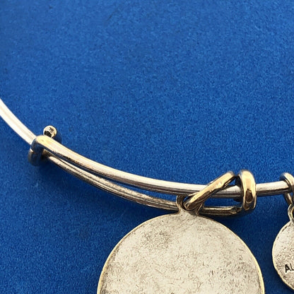 2016 ALEX And ANI Bronze Toned Because I Love You Wire Adjustable Charm Bracelet