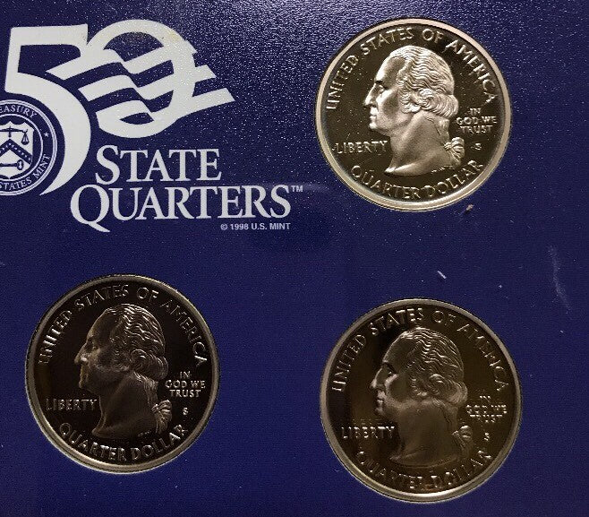 2002 S United States Mint Proof State Quarters 5 Coin Clad Set w/ Box/COA