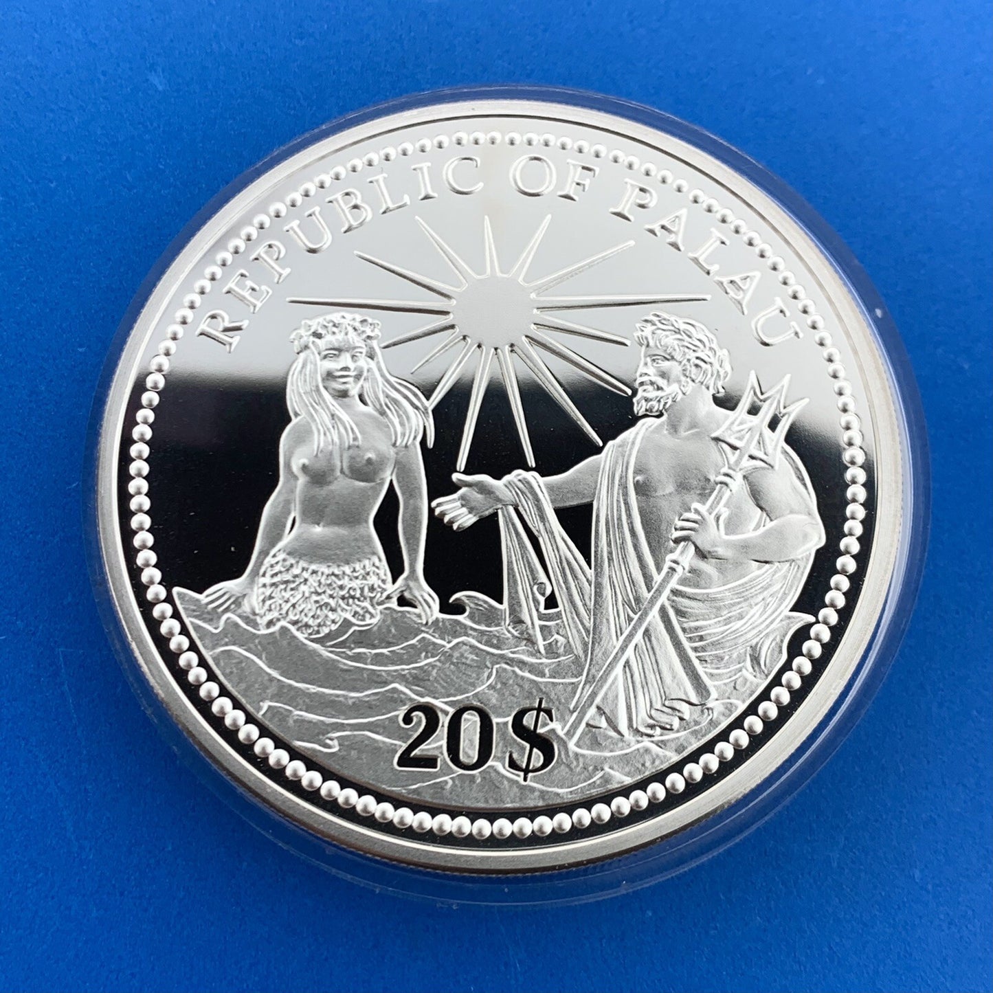 1994 Republic Palau $20 5 Oz Silver Independence Colorized Proof Coin Low Mntg