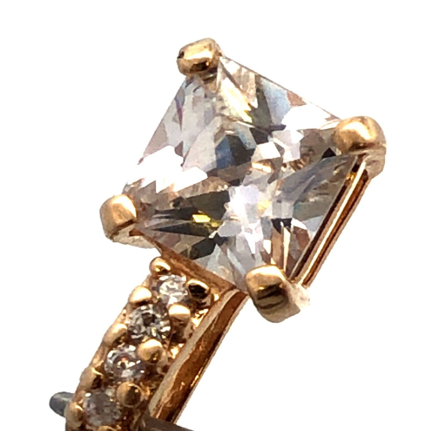 Designer 925 Sterling Silver Vermeil Princess Cubic Zirconia CZ Charm Pendant