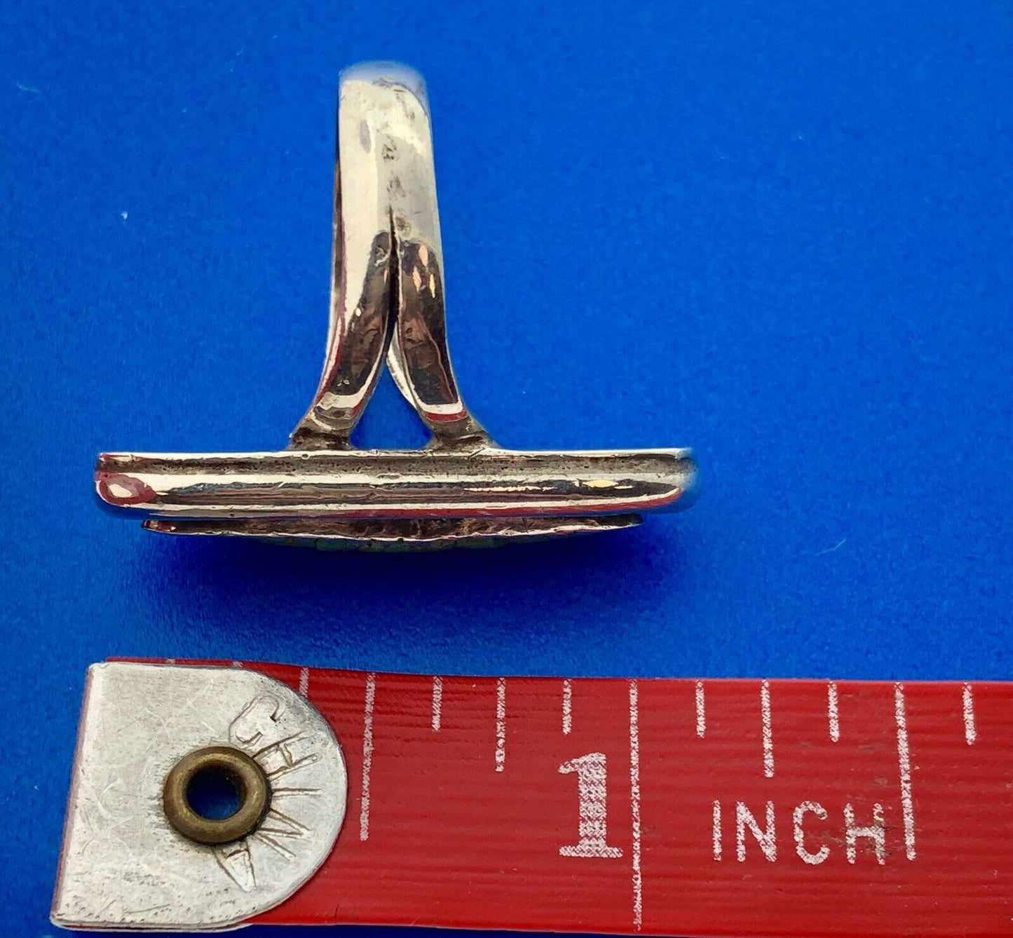 Signed Native American 925 Sterling Silver Turquoise Statement Finger Ring