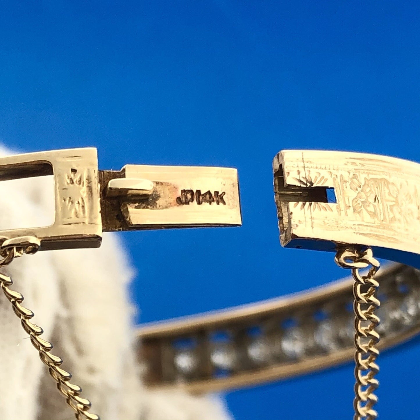 Art Deco Art Nouveaux 14K Yellow White Gold Diamond Ladder Hinged Cuff Bracelet