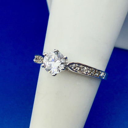 Spectacular 925 Sterling Silver Cubic Zirconium Diamond Accent Engagement Ring