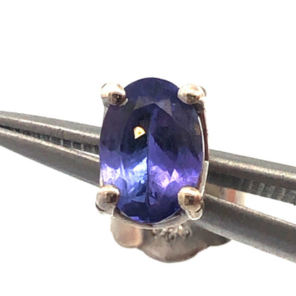 925 Sterling Silver Solitaire Oval Tanzanite Every Day Stud Earrings