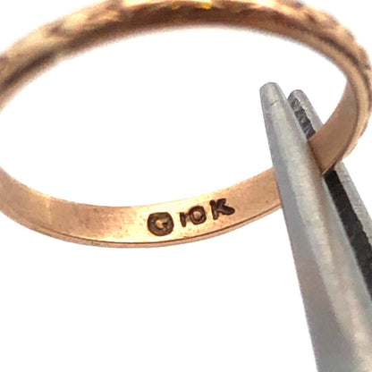 Vintage G 10K Yellow Gold Etched Engraved Textured Childs Band Ring